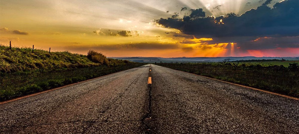 road at sunset